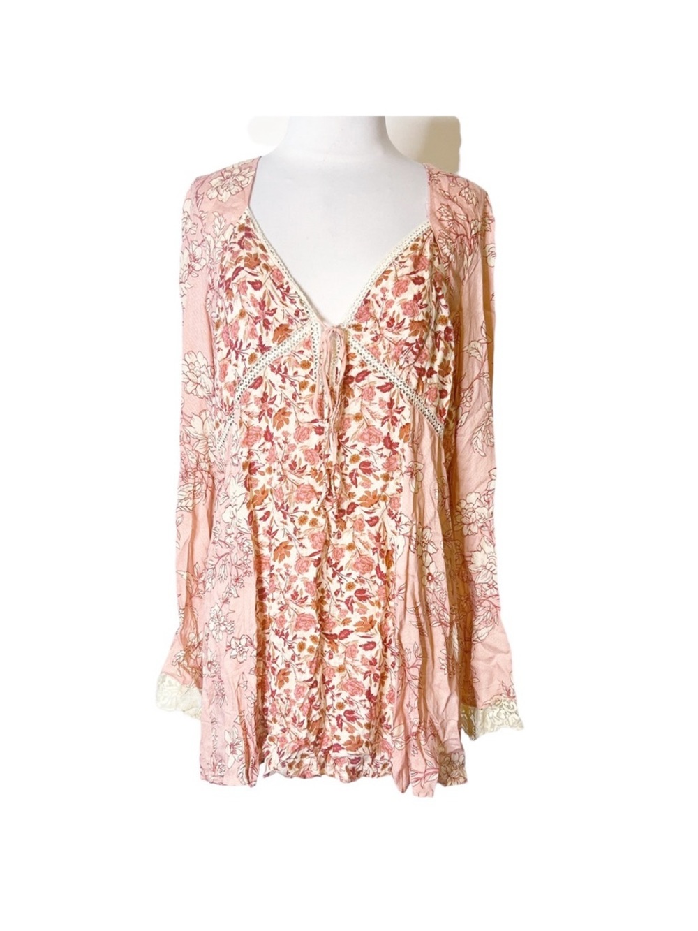NWT, Free People Odette Pedal Combo Floral Lace-Trim Top - Picture 6 of 11